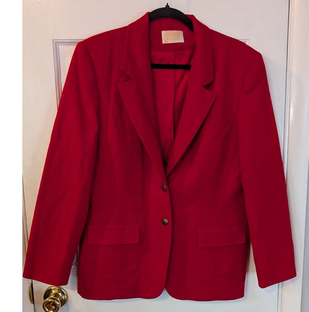 Vintage Pendleton Red Wool Blazer Jacket Size 12